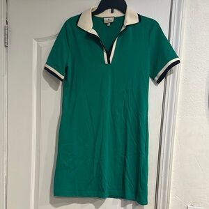 Green Polo Dress with White Collar